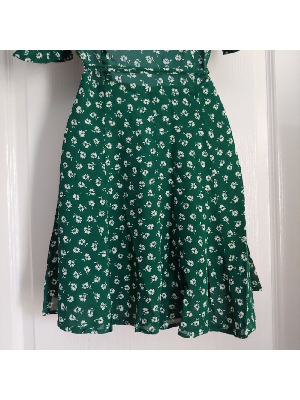 Reformation Green Floral Wrap Mini Dress Cottagecore Romantic Boho Date Night - Picture 7 of 9